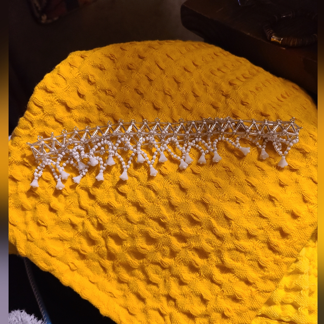 Beautifully Designed White Seed Beaded Choker Necklace Featuring Silver Tubes!